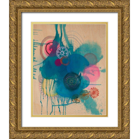 PolyBlue Gold Ornate Wood Framed Art Print with Double Matting by Evans-Sills, Faith