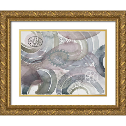 Joyful Spheres 1 Gold Ornate Wood Framed Art Print with Double Matting by Evans-Sills, Faith