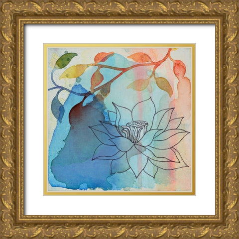 Calm Lotus 1 Gold Ornate Wood Framed Art Print with Double Matting by Evans-Sills, Faith