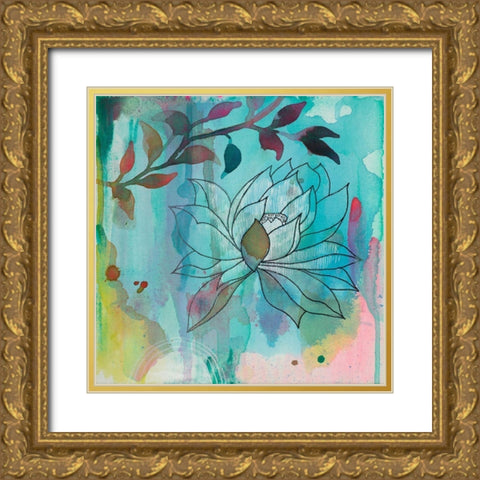 Cool Bloom 1 Gold Ornate Wood Framed Art Print with Double Matting by Evans-Sills, Faith