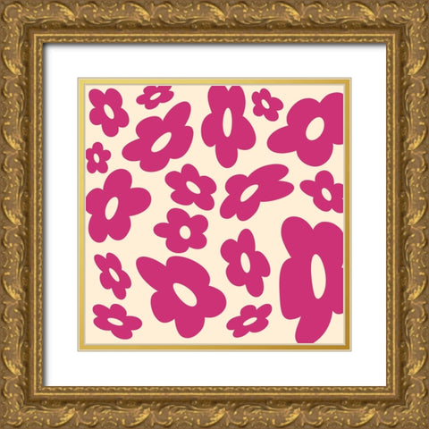 Groovy Florals Gold Ornate Wood Framed Art Print with Double Matting by Buenfil, Andrea