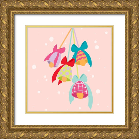 Christmas Bells Gold Ornate Wood Framed Art Print with Double Matting by Buenfil, Andrea