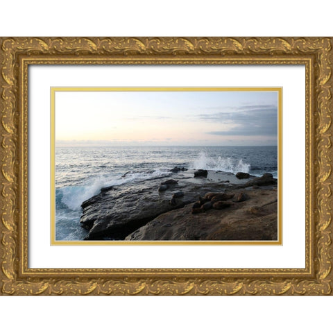 La Jolla Sea 1 Gold Ornate Wood Framed Art Print with Double Matting by Frances, Stephanie