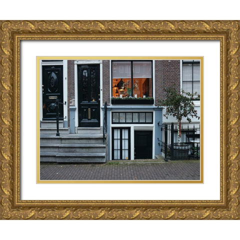 House Amsterdam Gold Ornate Wood Framed Art Print with Double Matting by Frances, Stephanie