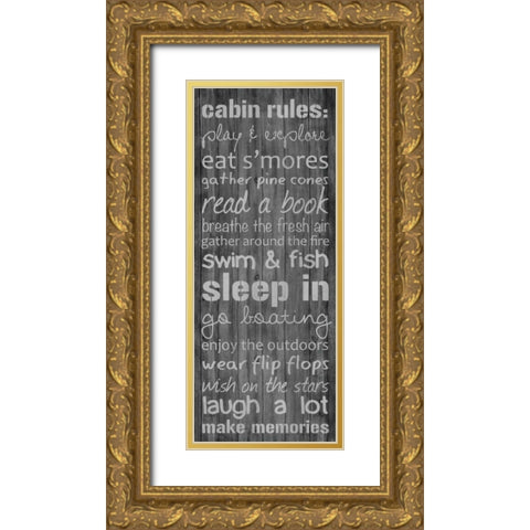 Cabin Rules Gold Ornate Wood Framed Art Print with Double Matting by Gibbons, Lauren