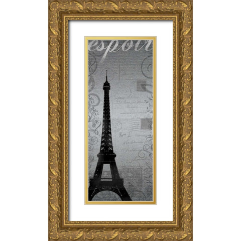 Eiffel Tower Long Gold Ornate Wood Framed Art Print with Double Matting by Gibbons, Lauren