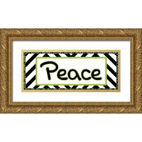Tween Peace Green Gold Ornate Wood Framed Art Print with Double Matting by Gibbons, Lauren