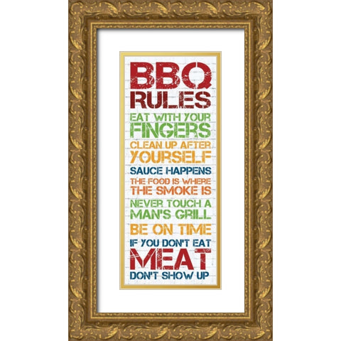 BBQ Rules 2 Gold Ornate Wood Framed Art Print with Double Matting by Gibbons, Lauren