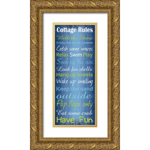 Cottage Rules 2 Gold Ornate Wood Framed Art Print with Double Matting by Gibbons, Lauren