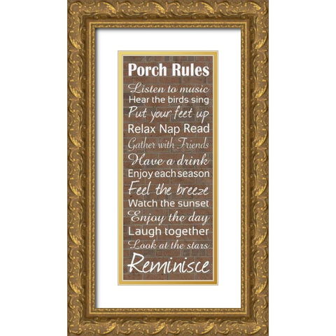 Porch Rules Brick Gold Ornate Wood Framed Art Print with Double Matting by Gibbons, Lauren