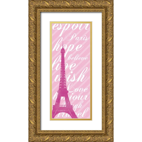 Pink Eiffel 3 Gold Ornate Wood Framed Art Print with Double Matting by Gibbons, Lauren