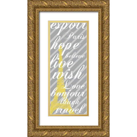 EiffelTower long Gold Ornate Wood Framed Art Print with Double Matting by Gibbons, Lauren