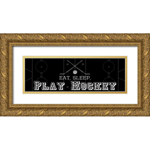 Man Cave Hockey 2 Gold Ornate Wood Framed Art Print with Double Matting by Gibbons, Lauren