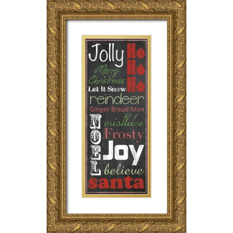 Jolly Merry Christmas Gold Ornate Wood Framed Art Print with Double Matting by Gibbons, Lauren