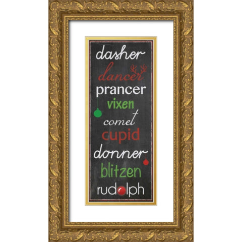 Reindeer Name Game Gold Ornate Wood Framed Art Print with Double Matting by Gibbons, Lauren