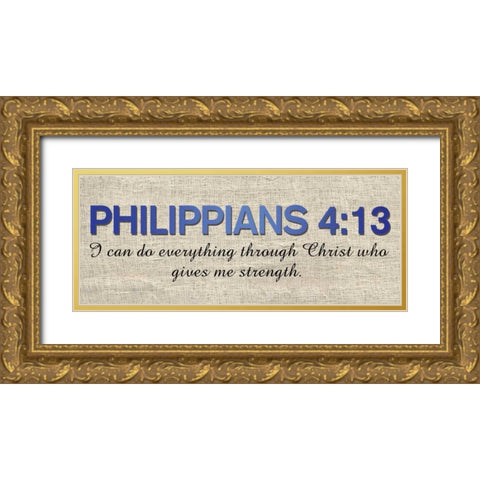 Philippians 4:13 Gold Ornate Wood Framed Art Print with Double Matting by Gibbons, Lauren