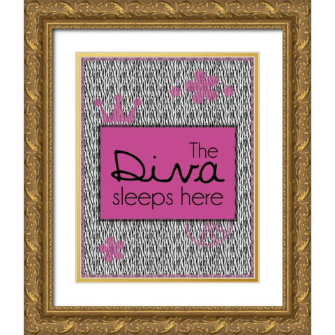 Diva Sleepers Gold Ornate Wood Framed Art Print with Double Matting by Gibbons, Lauren