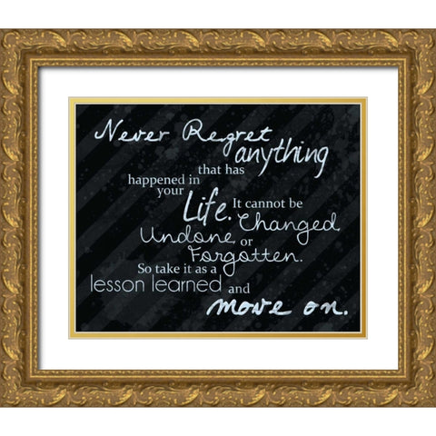 Never Regret Blue Gold Ornate Wood Framed Art Print with Double Matting by Gibbons, Lauren