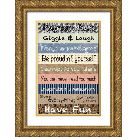 Playroom Pattern Gold Ornate Wood Framed Art Print with Double Matting by Gibbons, Lauren