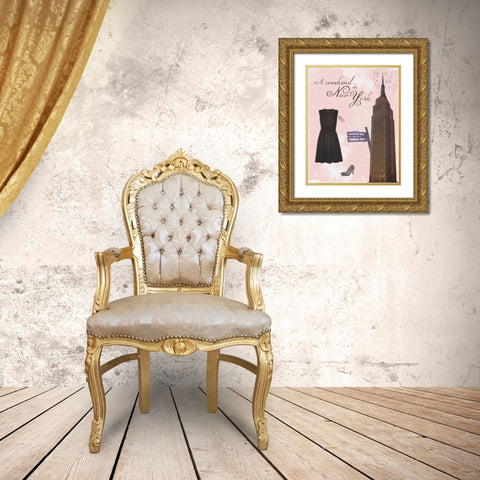 Weekend NY Gold Ornate Wood Framed Art Print with Double Matting by Gibbons, Lauren