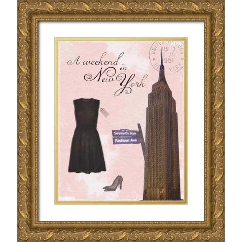 Weekend NY Gold Ornate Wood Framed Art Print with Double Matting by Gibbons, Lauren