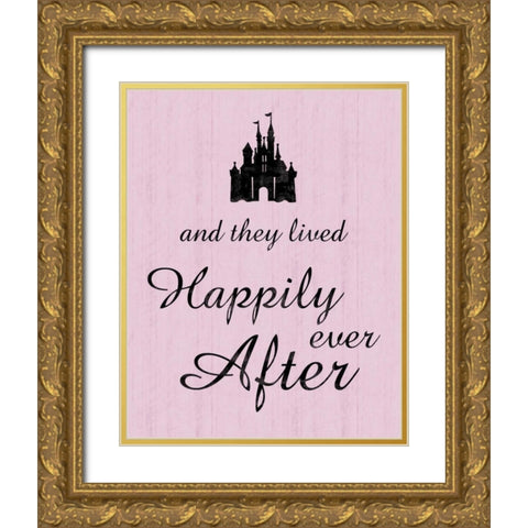 Happily Gold Ornate Wood Framed Art Print with Double Matting by Gibbons, Lauren
