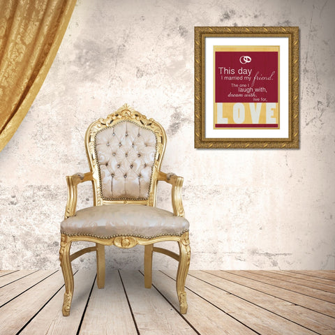 Wedding Red Gold Ornate Wood Framed Art Print with Double Matting by Gibbons, Lauren