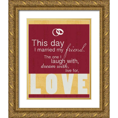 Wedding Red Gold Ornate Wood Framed Art Print with Double Matting by Gibbons, Lauren