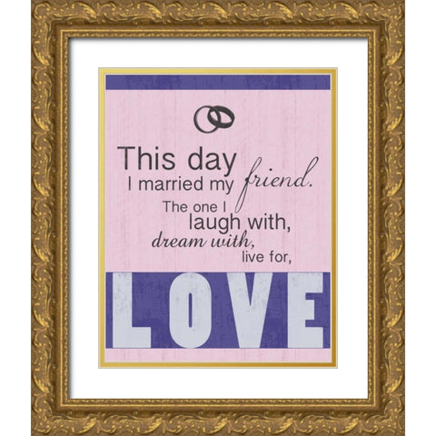 Wedding Pink Gold Ornate Wood Framed Art Print with Double Matting by Gibbons, Lauren