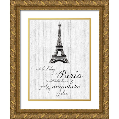 Paris Quote 1 Gold Ornate Wood Framed Art Print with Double Matting by Gibbons, Lauren