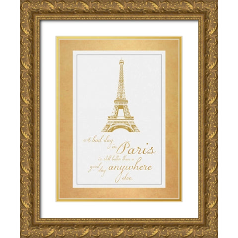Paris Quote Gold Gold Ornate Wood Framed Art Print with Double Matting by Gibbons, Lauren