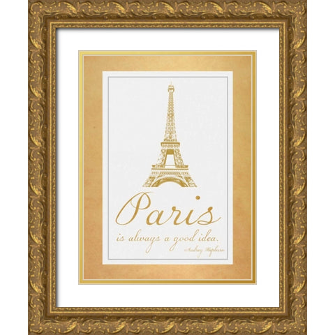 Paris Quote 2 Gold Gold Ornate Wood Framed Art Print with Double Matting by Gibbons, Lauren