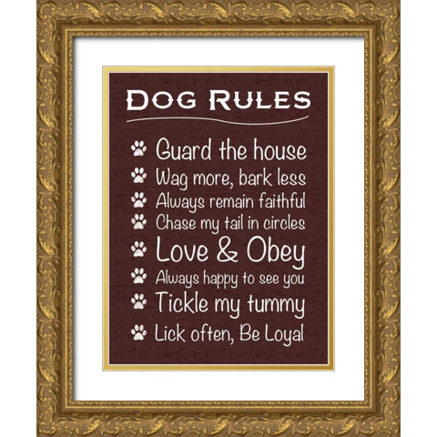 Dog Rules Gold Ornate Wood Framed Art Print with Double Matting by Gibbons, Lauren