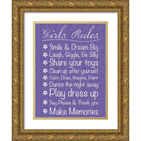 Girls Rules Gold Ornate Wood Framed Art Print with Double Matting by Gibbons, Lauren