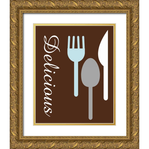 Silverware Gold Ornate Wood Framed Art Print with Double Matting by Gibbons, Lauren