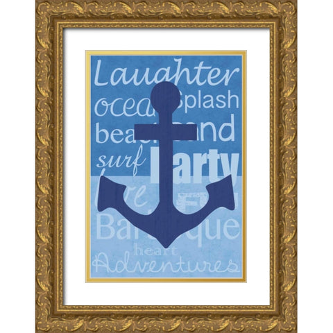 Beach Anchor Gold Ornate Wood Framed Art Print with Double Matting by Gibbons, Lauren