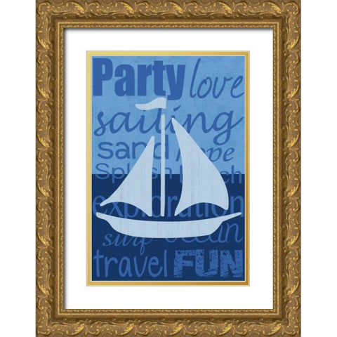 Beach Sail Gold Ornate Wood Framed Art Print with Double Matting by Gibbons, Lauren
