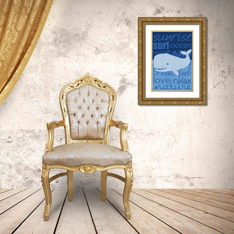 Beach Whale Gold Ornate Wood Framed Art Print with Double Matting by Gibbons, Lauren