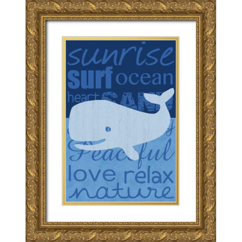 Beach Whale Gold Ornate Wood Framed Art Print with Double Matting by Gibbons, Lauren