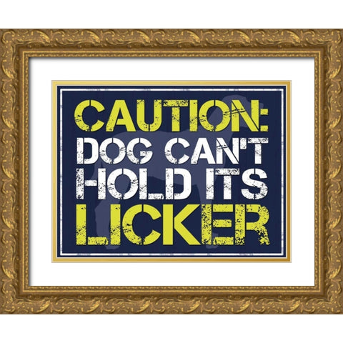 Dog Licker Gold Ornate Wood Framed Art Print with Double Matting by Gibbons, Lauren