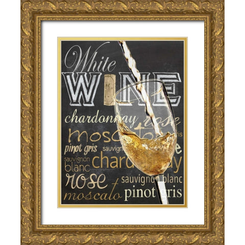 Wine Glass White Gold Ornate Wood Framed Art Print with Double Matting by Gibbons, Lauren