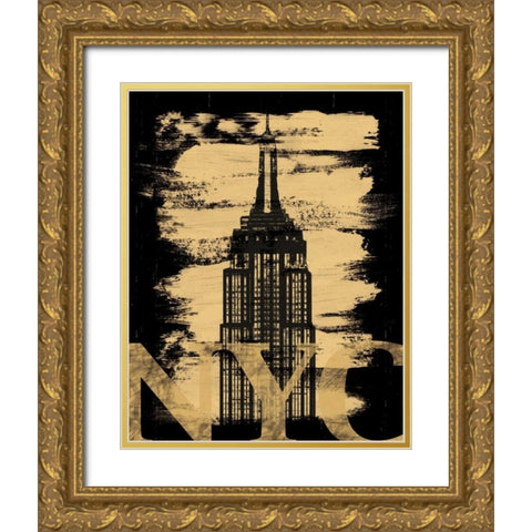 NYC Paint Black Gold Ornate Wood Framed Art Print with Double Matting by Gibbons, Lauren