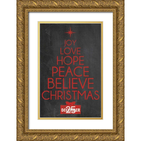 Christmas Type Gold Ornate Wood Framed Art Print with Double Matting by Gibbons, Lauren