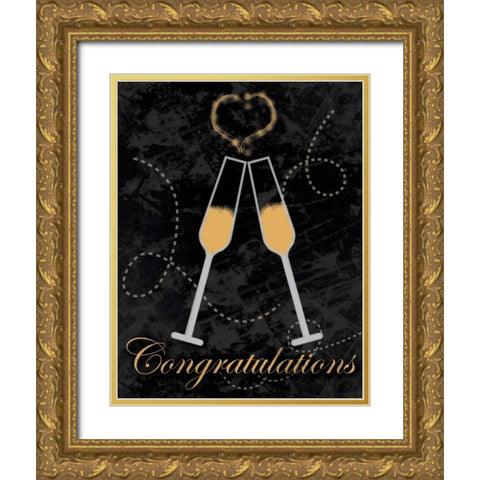Congrats Gold Ornate Wood Framed Art Print with Double Matting by Gibbons, Lauren