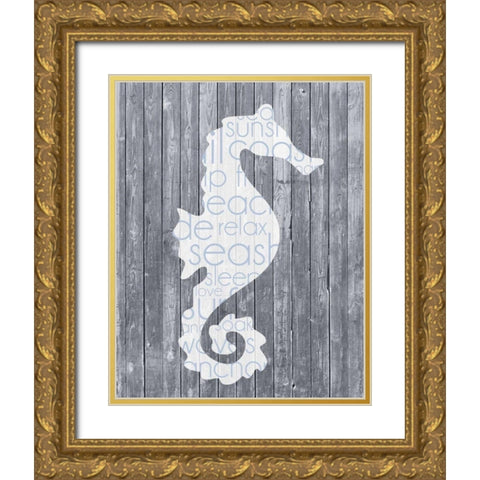 Seahorse Wood Panel Gold Ornate Wood Framed Art Print with Double Matting by Gibbons, Lauren
