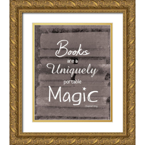 Books Magic BW Gold Ornate Wood Framed Art Print with Double Matting by Gibbons, Lauren