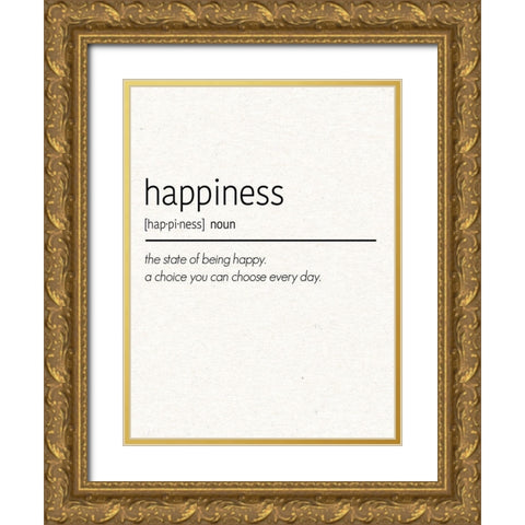 Happiness Gold Ornate Wood Framed Art Print with Double Matting by Gibbons, Lauren