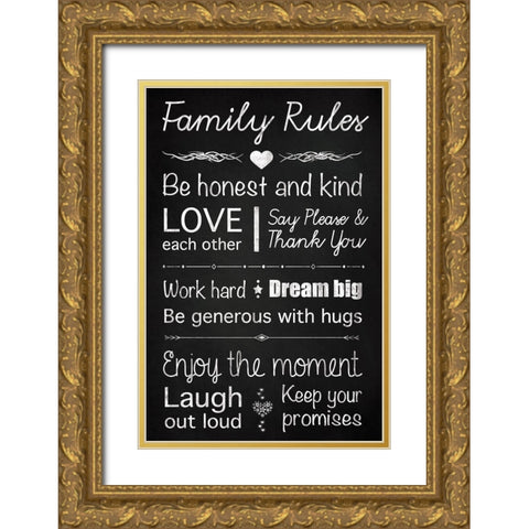 Family Rules Gold Ornate Wood Framed Art Print with Double Matting by Gibbons, Lauren