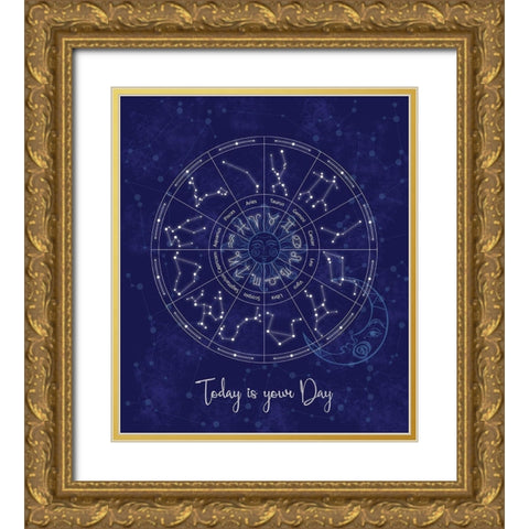 Stars B Gold Ornate Wood Framed Art Print with Double Matting by Gibbons, Lauren