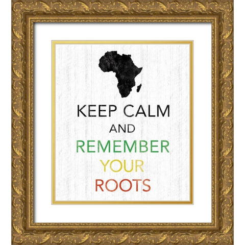 Keep Calm Gold Ornate Wood Framed Art Print with Double Matting by Gibbons, Lauren